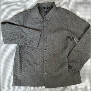 Eileen Fisher Gray Circle Quilted Button Down Collared Jacket Size Small Petites